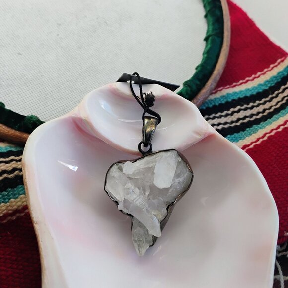 OOAK Charles Albert Sterling Silver Raw Quartz Crystal Cluster Pendant - Picture 5 of 11